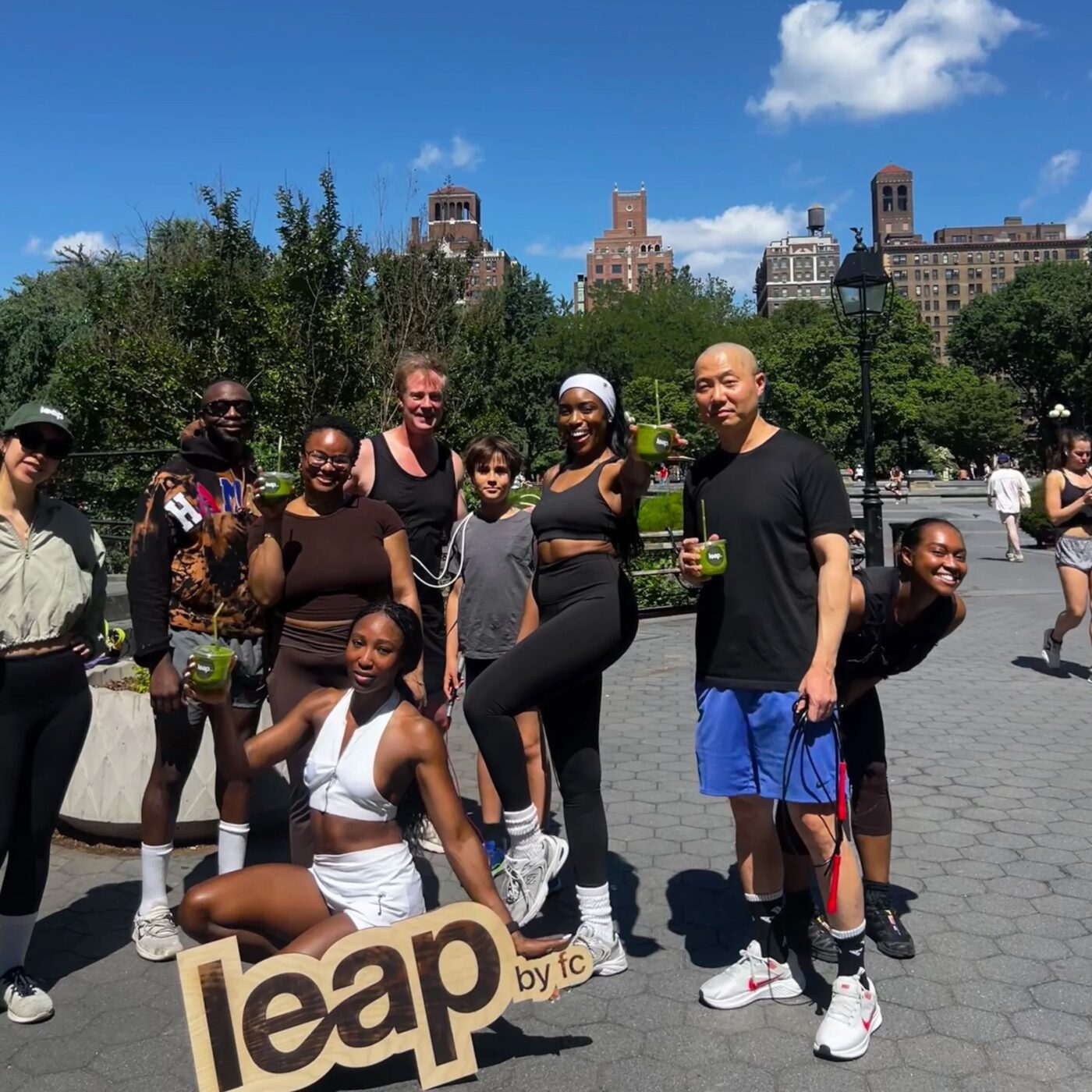 The Leap Club group after a Sunday session in Washington Square Park